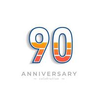 Célébration du 90e anniversaire avec batterie d'icônes de charge pour événement de célébration, mariage, carte de voeux et invitation isolée sur fond blanc vecteur