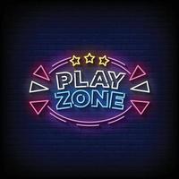 zone de jeu enseignes au néon style texte vecteur