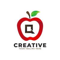 logo lettre q en pomme fraîche avec un style moderne. conceptions de logos d'identité de marque modèle d'illustration vectorielle vecteur