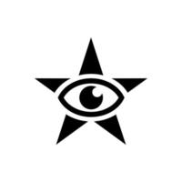 Oeil qui voit tout avec le symbole étoile isolé sur fond blanc
