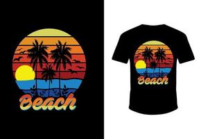 t-shirt illustration plage, californie. conception de t-shirt, prêt à imprimer, voyage, illustration, jour d'été, paume, plage vecteur gratuit