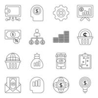 pack d'icônes de lignes commerciales et financières vecteur