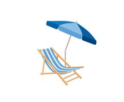 Chaise longue, parasol. Chaise longue d&#39;été symbole station balnéaire des vacances vecteur