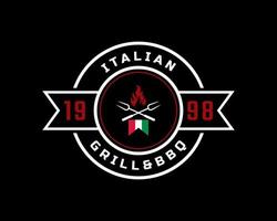 classique vintage rétro étiquette insigne emblème italien grill barbecue logo design inspiration vecteur