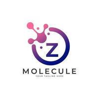 logo médical. Élément de modèle de conception de logo de molécule de lettre initiale z. vecteur