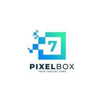 création initiale du logo pixel numérique numéro 7. forme géométrique avec des points de pixel carrés. utilisable pour les logos commerciaux et technologiques vecteur