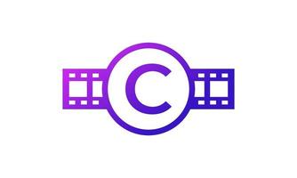 lettre initiale c cercle avec bandes de bobine pellicule pour film cinéma studio de production logo inspiration vecteur