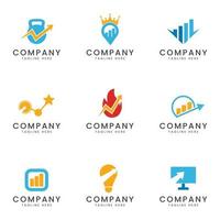 ensemble de création d'icônes de logo seo et marketing pour une entreprise polyvalente vecteur