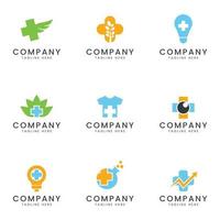 ensemble de création d'icônes de logo d'entreprise médicale et de santé pour une entreprise polyvalente vecteur