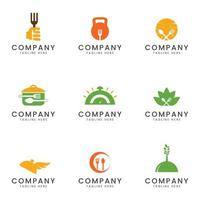 ensemble de création d'icônes de logo alimentaire pour entreprise polyvalente vecteur