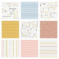 pack de motifs vectoriels sans couture ensemble d'arrière-plans de surface enfantins couleurs personnalisées à la mode thème hipster de l'enfance, pack de motifs abstraits géométriques de style scandinave pour l'impression sur papier et tissu. vecteur