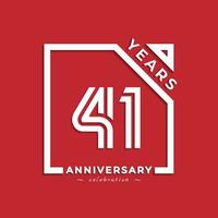 Conception de style de logo de célébration d'anniversaire de 41 ans avec numéro lié dans un carré isolé sur fond rouge. joyeux anniversaire salutation célèbre illustration de conception d'événement vecteur