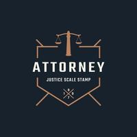 rustique vintage rétro étiquette insigne emblème justice échelle timbre pour avocat logo design inspiration vecteur