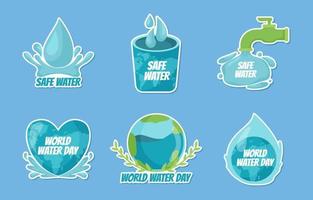 ensemble d'autocollants de la journée mondiale de l'eau vecteur