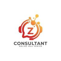 icône du logo de consultation. modèle de conception de logo de lettre initiale z de consultant en ligne vecteur