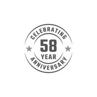 Insigne d'emblème de célébration d'anniversaire de 58 ans avec la couleur grise pour l'événement de célébration, le mariage, la carte de voeux et l'invitation isolés sur fond blanc vecteur