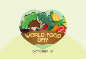 illustration à plat du modèle de la journée mondiale de l'alimentation, conception adaptée aux affiches, arrière-plans, cartes de voeux, thème de la journée mondiale de l'alimentation vecteur
