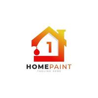 numéro 1 maison peinture immobilier logo design inspiration vecteur