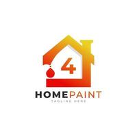 numéro 4 maison peinture immobilier logo design inspiration vecteur