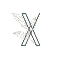 lettre initiale x logo floral et botanique. feuille de nature féminine pour symbole d'icône de salon de beauté, de massage, de cosmétiques ou de spa vecteur