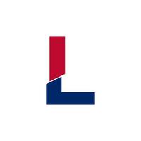 lettre initiale l logo bleu et rouge. style de coupe de formes géométriques isolé sur fond blanc vecteur