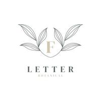 lettre initiale f logo floral et botanique. feuille de nature féminine pour symbole d'icône de salon de beauté, de massage, de cosmétiques ou de spa vecteur