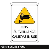 cctv, alarme, surveillance et surveillance par caméra vidéo 24 heures sur 24 signe vecteur, modèles de conception faciles à utiliser et à imprimer vecteur