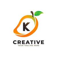 logo lettre k en mangue fraîche avec un style moderne. conceptions de logos d'identité de marque modèle d'illustration vectorielle vecteur
