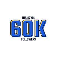 merci vecteur de célébration de carte de 60 000 suiveurs. 60000 abonnés félicitations post modèle de médias sociaux.