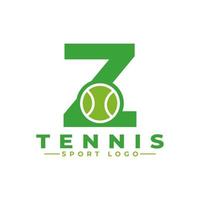 lettre z avec création de logo de tennis. éléments de modèle de conception de vecteur pour l'équipe sportive ou l'identité d'entreprise.