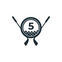 logo de sport de golf. numéro 5 pour le modèle vectoriel de conception de logo de golf. vecteur eps10