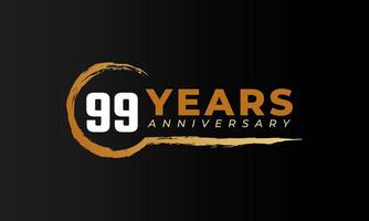 Célébration du 99e anniversaire avec une brosse circulaire de couleur dorée. joyeux anniversaire salutation célèbre l'événement isolé sur fond noir vecteur