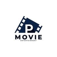 logo du film. Élément de modèle de conception de logo de film lettre initiale p. vecteur eps10