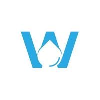 lettre initiale w logo hydro avec élément de modèle de conception d'icône de goutte d'eau de l'espace négatif vecteur