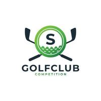 logo de sport de golf. lettre s pour le modèle de vecteur de conception de logo de golf. vecteur eps10