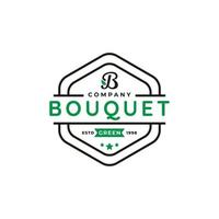 lettre initiale b et feuille pour l'inspiration de conception de logo de bouquet vintage vecteur