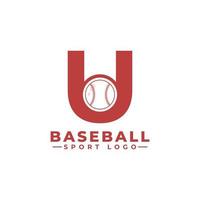 lettre u avec création de logo de baseball. éléments de modèle de conception de vecteur pour l'équipe sportive ou l'identité d'entreprise.