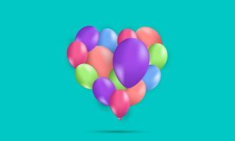 ballons d'amour à l'hélium brillant réaliste flottant coloré vecteur