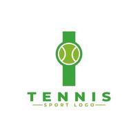 lettre i avec création de logo de tennis. éléments de modèle de conception de vecteur pour l'équipe sportive ou l'identité d'entreprise.