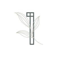 logo floral et botanique numéro 1. feuille de nature féminine pour symbole d'icône de salon de beauté, de massage, de cosmétiques ou de spa vecteur
