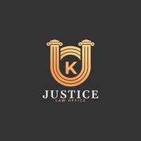 cabinet d'avocats lettre k élément de modèle de conception de logo doré vecteur