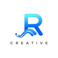 logo de lettre r initiale de la société avec dégradé de couleur liquide créatif swoosh, élément de modèle vectoriel