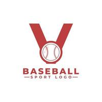 lettre v avec création de logo de baseball. éléments de modèle de conception de vecteur pour l'équipe sportive ou l'identité d'entreprise.