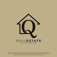 création de logo créatif lettre q maison. style linéaire géométrique de symbole de maison. utilisable pour l'immobilier, la construction, l'architecture et le logo du bâtiment vecteur