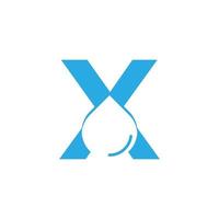 lettre initiale x logo hydro avec élément de modèle de conception icône goutte d'eau espace négatif vecteur