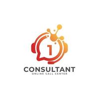 icône du logo de consultation. modèle de conception de logo de consultant en ligne numéro 1 vecteur