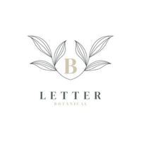 lettre initiale b logo floral et botanique. feuille de nature féminine pour symbole d'icône de salon de beauté, de massage, de cosmétiques ou de spa vecteur