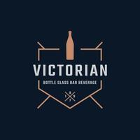 luxe vintage rétro étiquette insigne emblème floral victorien bouteille de vin verre bar boisson logo design inspiration vecteur