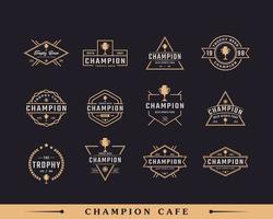 ensemble d'étiquette vintage classique insigne emblème trophée tasse bière pour rétro sport bar café taverne logo design inspiration vecteur
