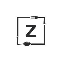 logo du restaurant. lettre initiale z avec une fourchette cuillère pour le modèle de conception d'icône de logo de restaurant vecteur